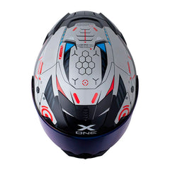 Casco X One X-500 Rs Mako Gris Rojo Visor Iridium Azul