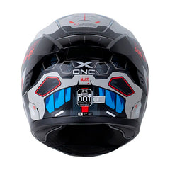 Casco X One X-500 Rs Mako Gris Rojo Visor Iridium Azul