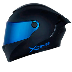 Casco X One X-500 Rs Solid V2 Negro Azul Visor Iridium Azul