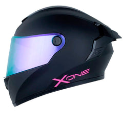 Casco X One X-500 Rs Solid V2 Negro Fucsia Visor Iridium Morado
