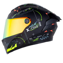 Casco X One X-500 Rs Web Lock+ Negro Amarillo Neon Visor Iridium Dorado