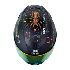 Casco X One X-500 Rs Web Lock+ Negro Amarillo Neon Visor Iridium Dorado
