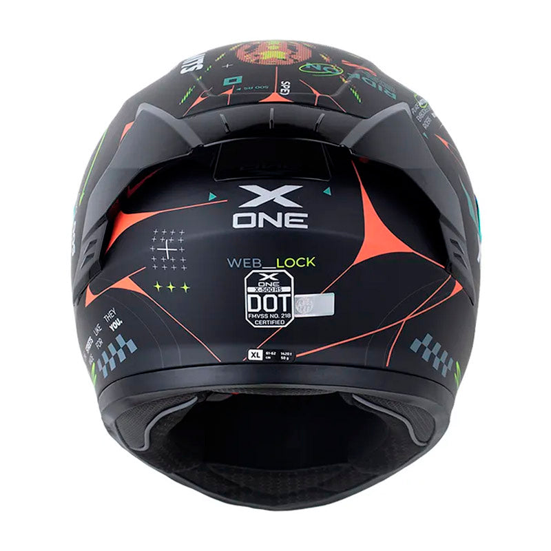 Casco X One X-500 Rs Web Lock+ Negro Amarillo Neon Visor Iridium Dorado