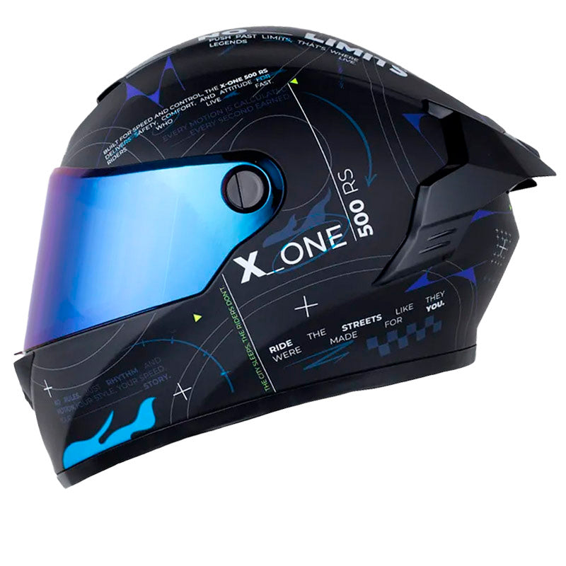 Casco X One X-500 Rs Web Lock+ Negro Azul Visor Iridium Azul