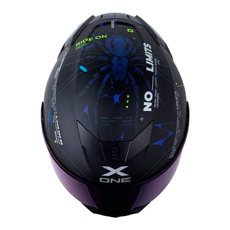 Casco X One X-500 Rs Web Lock+ Negro Azul Visor Iridium Azul