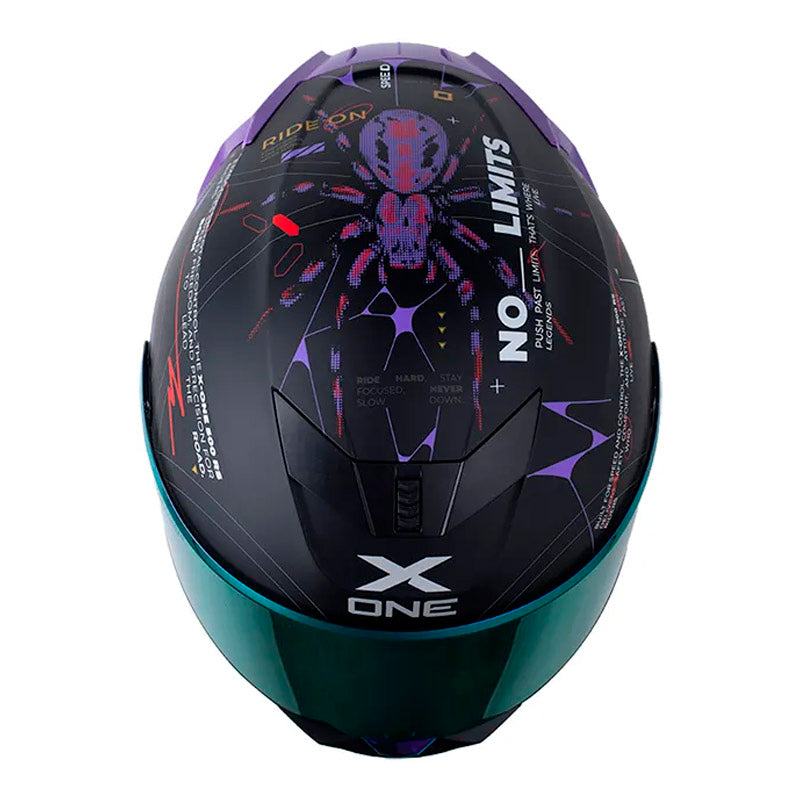 Casco X One X-500 Rs Web Lock+ Negro Rojo Visor Iridium Morado