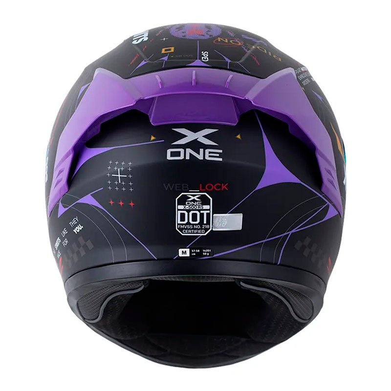 Casco X One X-500 Rs Web Lock+ Negro Rojo Visor Iridium Morado