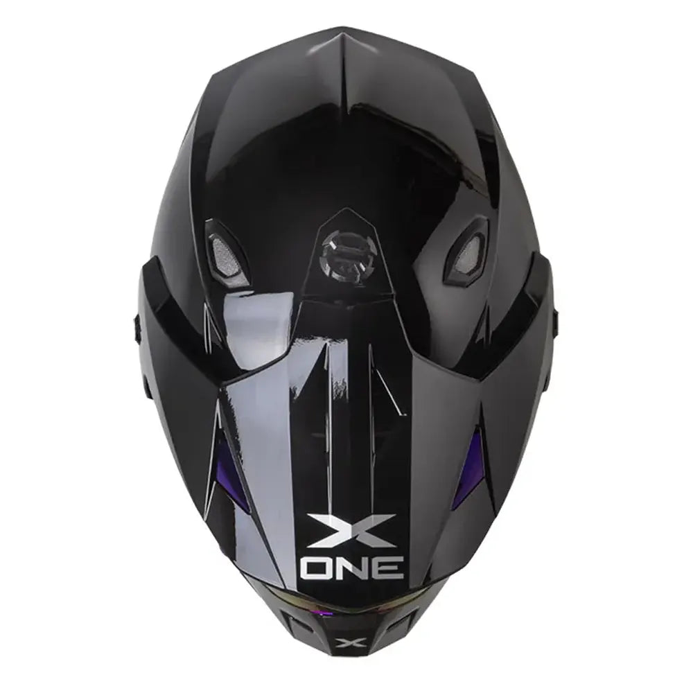 Casco X-One X-Mx328 Dv Solid Negro Silver Visor Iridium Azul