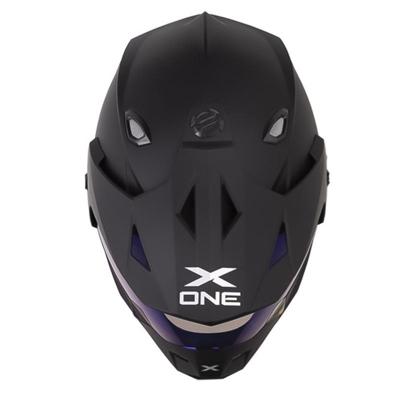 Casco X One X-Mx328 Dv Solid Negro Silver Visor Iridium Azul