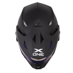 Casco X One X-Mx328 Dv Solid Negro Silver Visor Iridium Azul