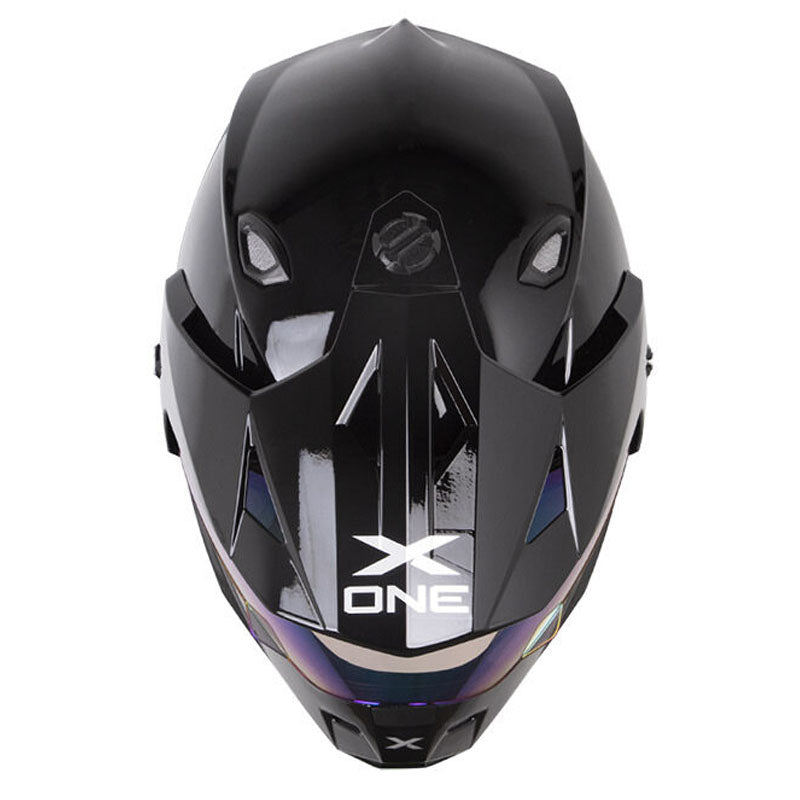 Casco X One X-Mx328 Dv Solid Negro Silver Visor Iridium Azul