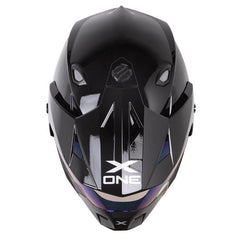 Casco X One X-Mx328 Dv Solid Negro Silver Visor Iridium Azul