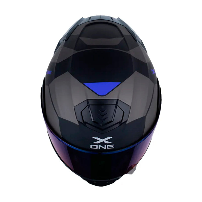 Casco X_One X-3000Rs Aiwe Negro Gris Oscuro Visor Iridium Azul