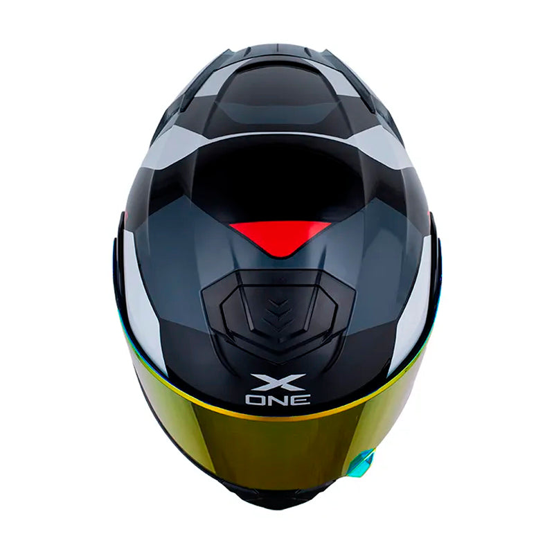 Casco X_One X-3000Rs Aiwe Negro Gris Oscuro Visor Iridium Rojo