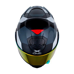 Casco X_One X-3000Rs Aiwe Negro Gris Oscuro Visor Iridium Rojo