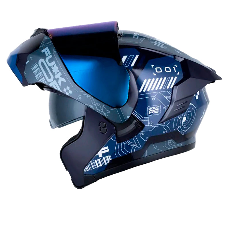 Casco X_One X-3000Rs Cbr Azul Oscuro Azul Visor Iridium Azul