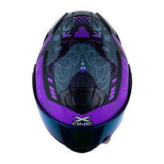 Casco X_One X-3000Rs Cbr Negro Morado Visor Iridium Azul