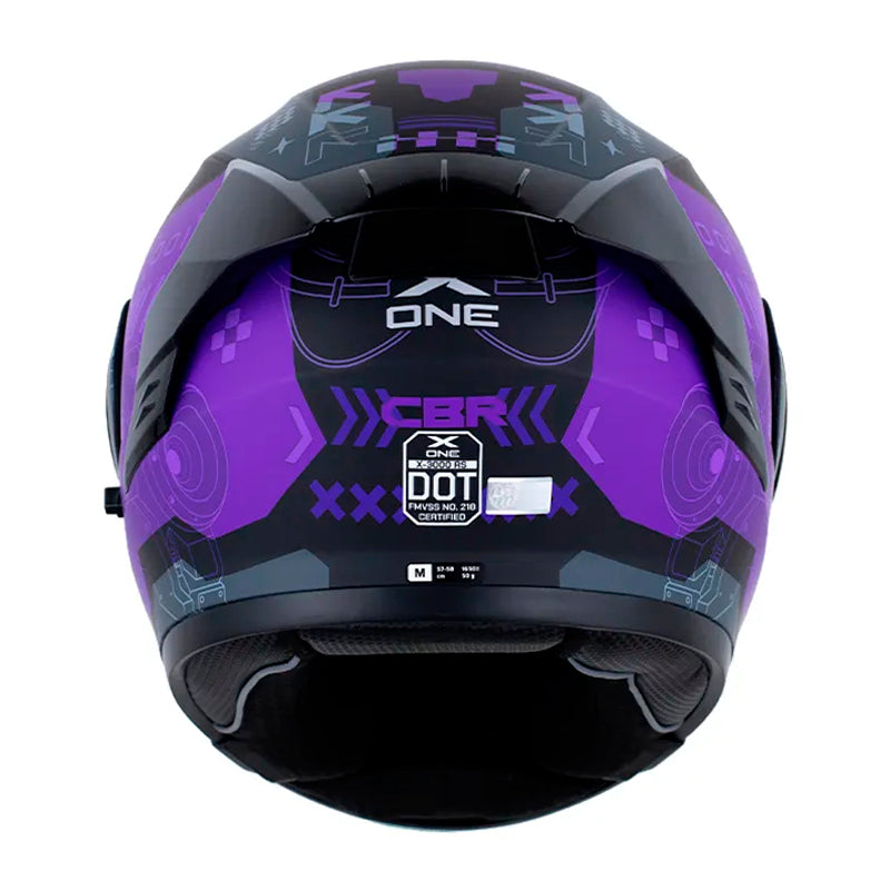 Casco X_One X-3000Rs Cbr Negro Morado Visor Iridium Azul