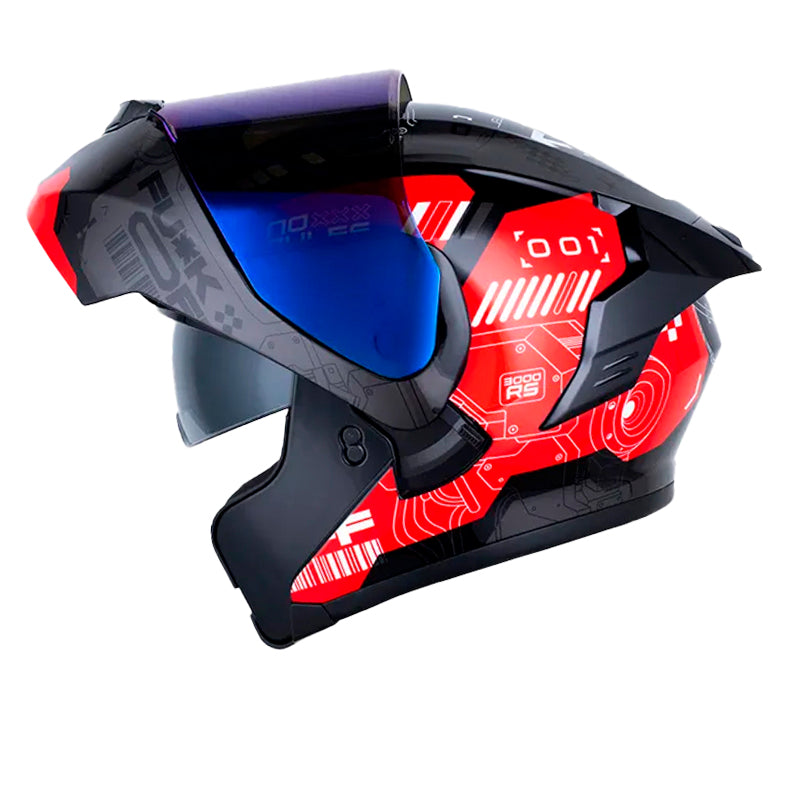 Casco X_One X-3000Rs Cbr Negro Rojo Visor Iridium Azul