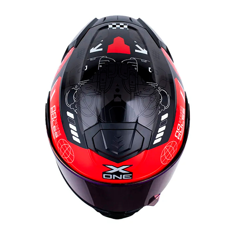 Casco X_One X-3000Rs Cbr Negro Rojo Visor Iridium Azul