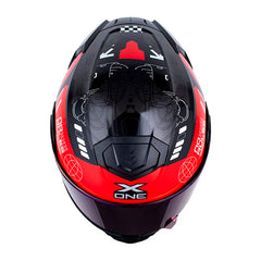 Casco X_One X-3000Rs Cbr Negro Rojo Visor Iridium Azul