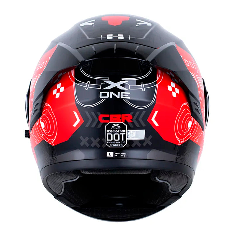 Casco X_One X-3000Rs Cbr Negro Rojo Visor Iridium Azul