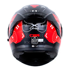 Casco X_One X-3000Rs Cbr Negro Rojo Visor Iridium Azul