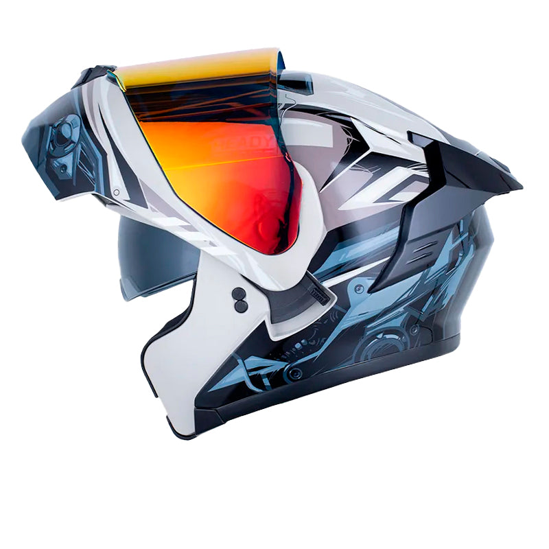 Casco X_One X-3000Rs Engine Arena Gris Visor Iridium Rojo