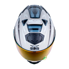 Casco X_One X-3000Rs Engine Arena Gris Visor Iridium Rojo