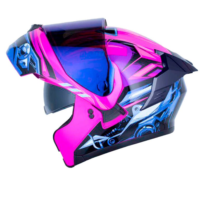 Casco X_One X-3000Rs Engine Fucsia Azul Visor Iridium Azul