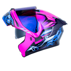 Casco X_One X-3000Rs Engine Fucsia Azul Visor Iridium Azul