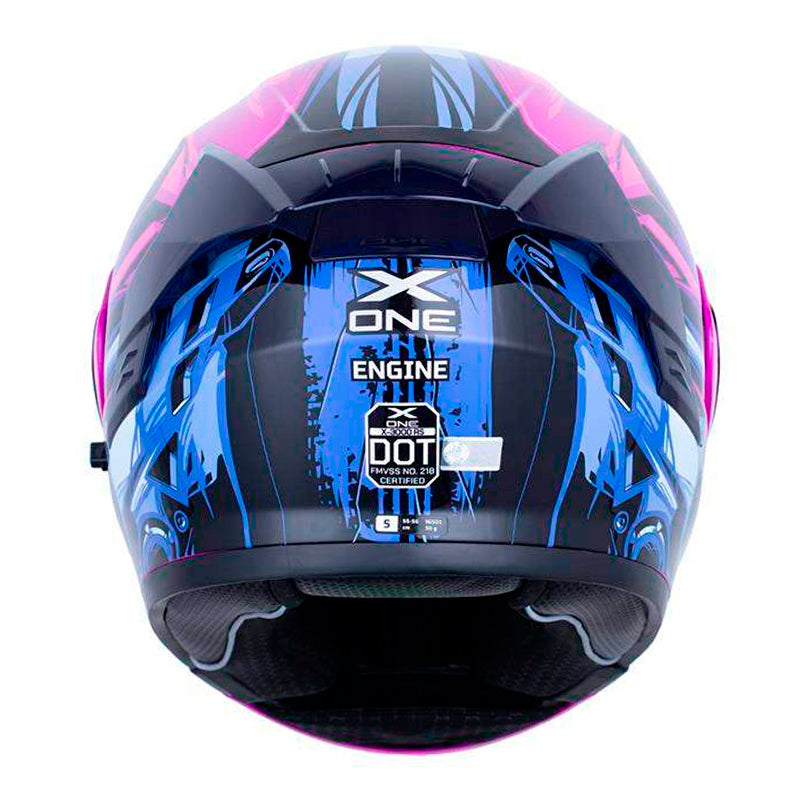 Casco X_One X-3000Rs Engine Fucsia Azul Visor Iridium Azul