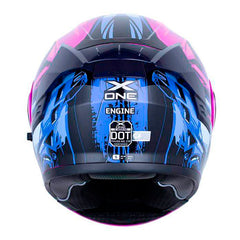 Casco X_One X-3000Rs Engine Fucsia Azul Visor Iridium Azul