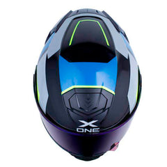 Casco X_One X-3000Rs Enox Azul Amarillo Neon Visor Iridium Azul