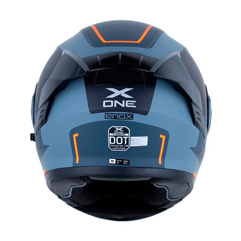 Casco X_One X-3000Rs Enox Gris Naranja Neon Visor Iridium Azul