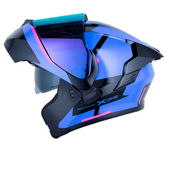 Casco X_One X-3000Rs Enox Negro Fucsia Visor Iridium Morado