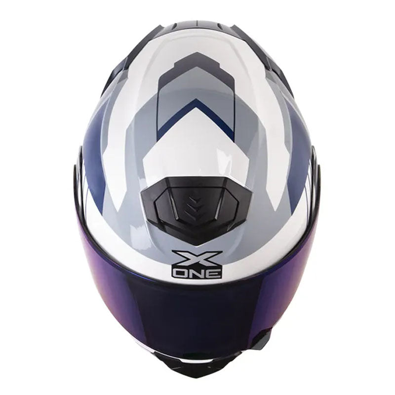 Casco X_One X-3000Rs Mombak Gris Azul Visor Iridum Azul