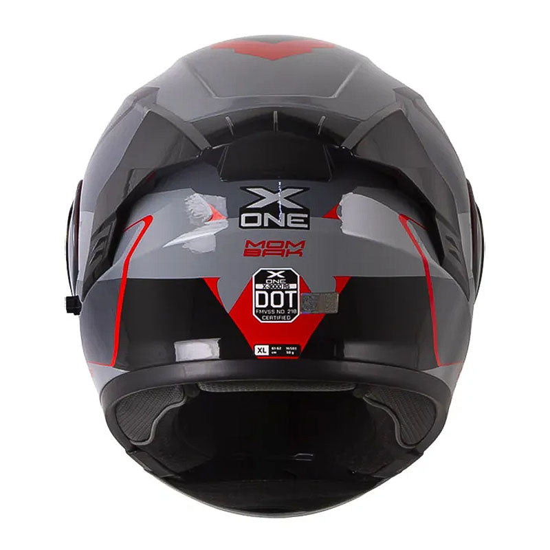 Casco X_One X-3000Rs Mombak Gris Rojo Visor Iridum Azul