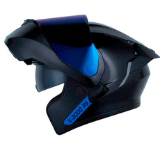 Casco X_One X-3000Rs Solid Negro Azul Visor Iridium Azul