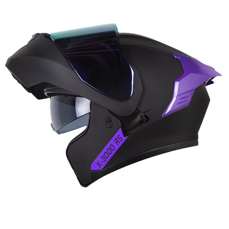 Casco X_One X-3000Rs Solid Negro Morado Visor Iridium Morado
