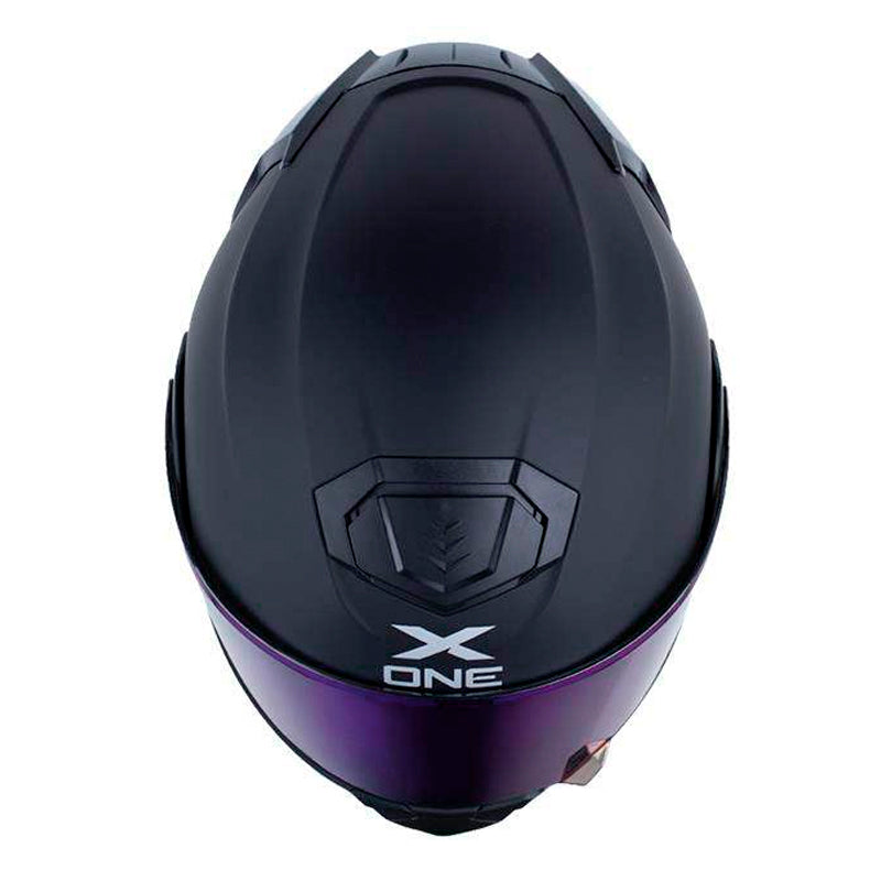 Casco X_One X-3000Rs Solid V2 Negro Amarillo Visor Iridium Azul