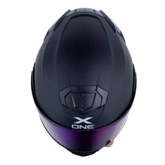 Casco X_One X-3000Rs Solid V2 Negro Amarillo Visor Iridium Azul