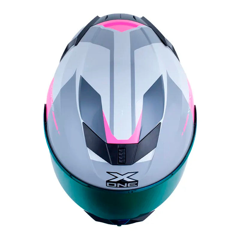 Casco X_One X-500 Rs Braps Gris Claro Fucsia Visor Iridium Morado