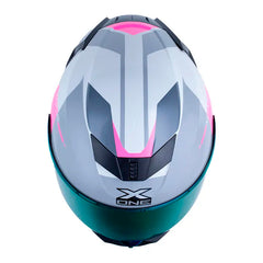 Casco X_One X-500 Rs Braps Gris Claro Fucsia Visor Iridium Morado