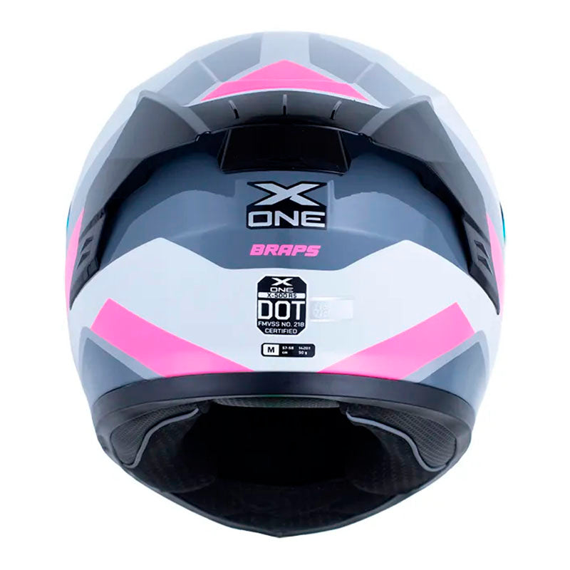 Casco X_One X-500 Rs Braps Gris Claro Fucsia Visor Iridium Morado