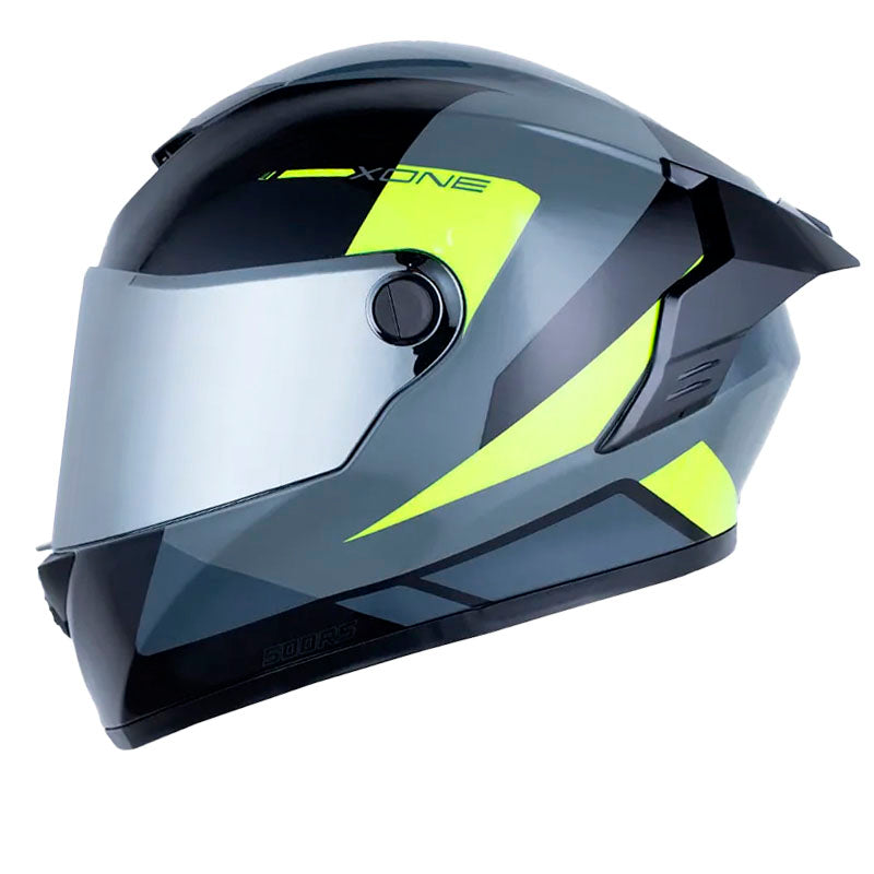 Casco X_One X-500 Rs Braps Gris Oscuro Amarillo Neon Visor Iridium Silver