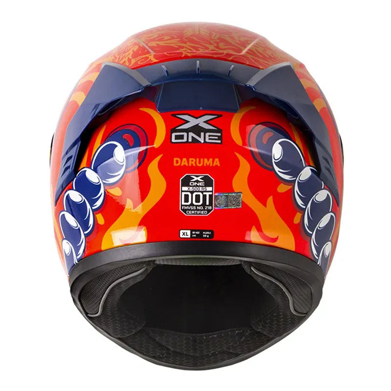 Casco X_One X-500 Rs Daruma Rojo Visor Iridium Azul
