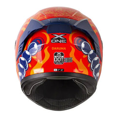 Casco X_One X-500 Rs Daruma Rojo Visor Iridium Azul