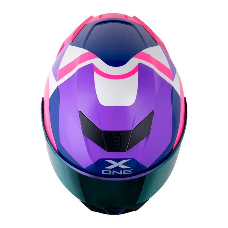 Casco X_One X-500 Rs Ilha Blanco Perlado Fucsia Visor Revo Morado