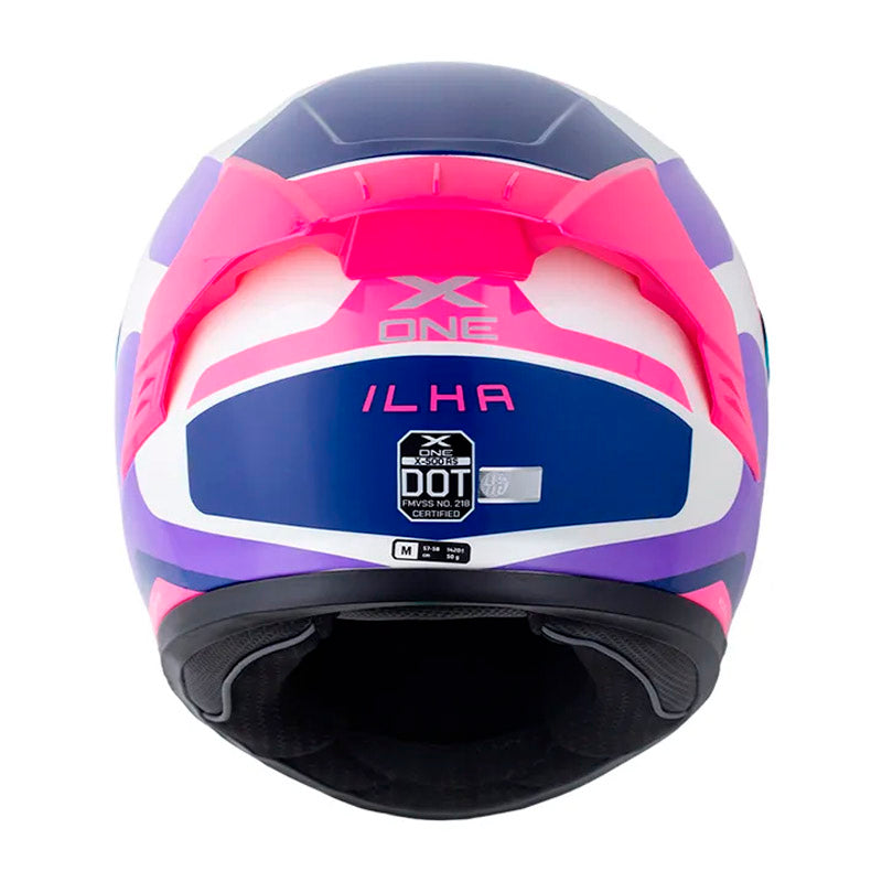 Casco X_One X-500 Rs Ilha Blanco Perlado Fucsia Visor Revo Morado